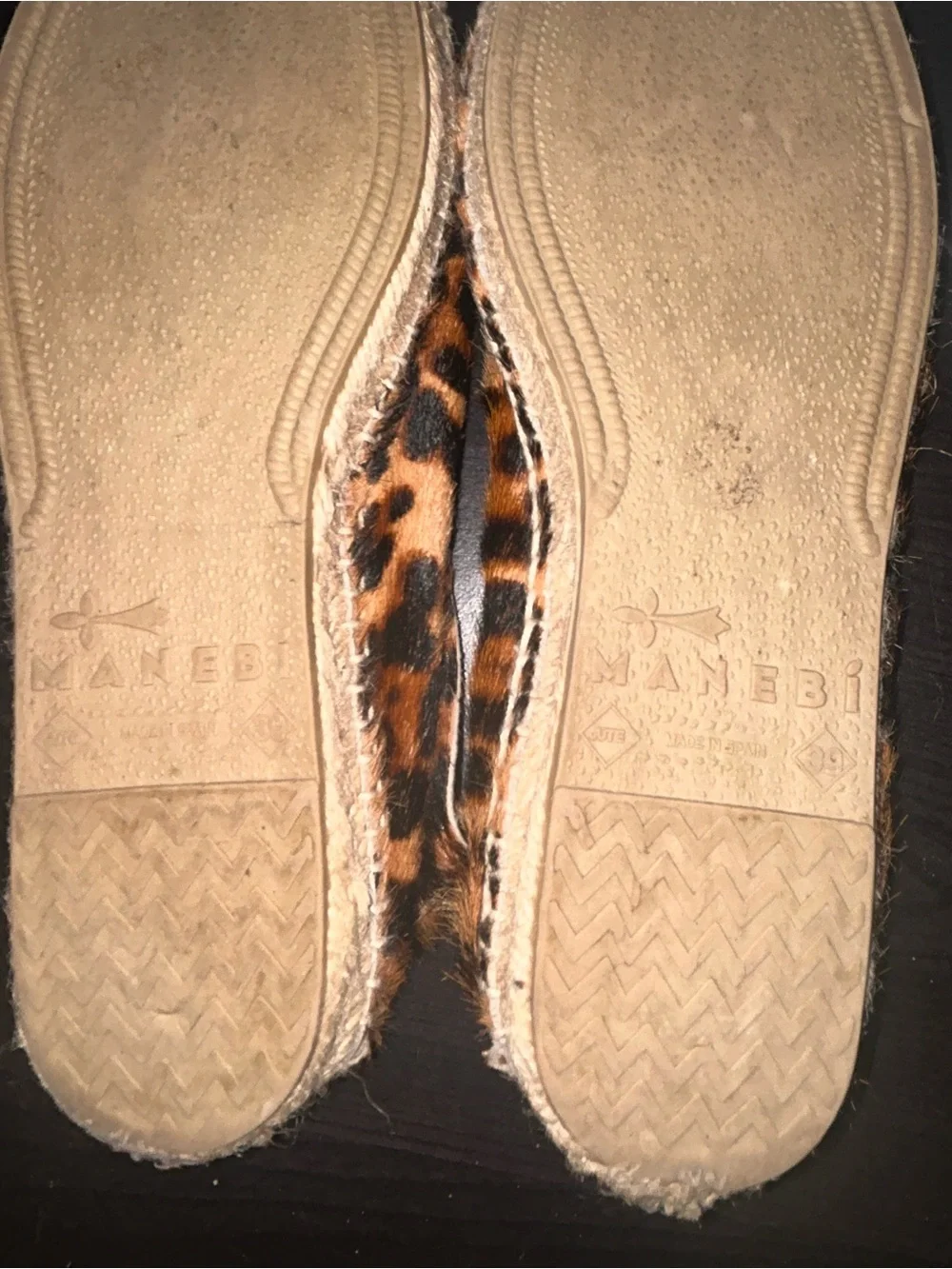 Manebi calf hair leopard‎ print espadrille women’s size 39/8.5